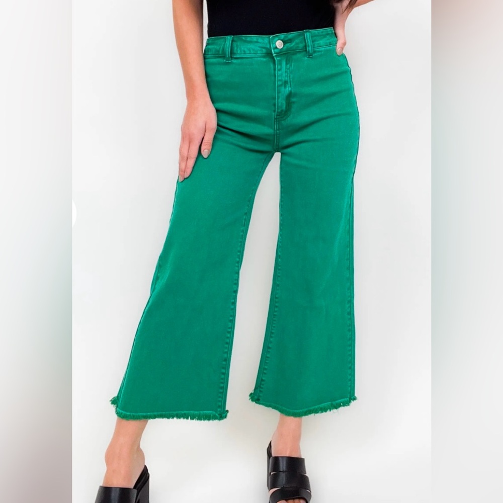 NWT Zenana Acid Wash Straight Frayed Hem Pants